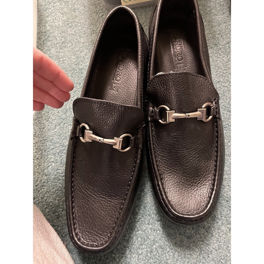 Sandro 10.5 Men Loafers Black With Metal Hardware dress shoes